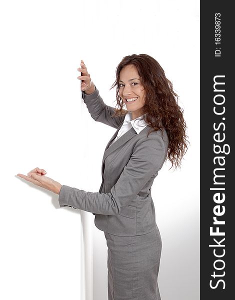 Businesswoman doing expressions on white background. Businesswoman doing expressions on white background