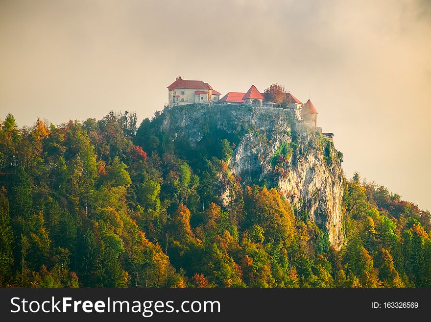 Bled castle above Lake Bled in Slovenia