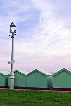 Lamp And Beach Huts Stock Image Lamp And Beach Huts Stock Image