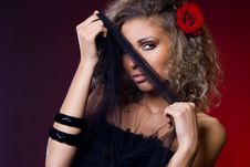 Woman With Red Rose Royalty Free Stock Photo