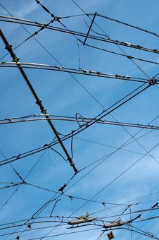 Tram Wires In Sky Royalty Free Stock Photography Tram Wires In Sky Royalty Free Stock Photography