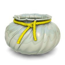 One Ceramic Flower Pot With Yellow Cord Stock Images One Ceramic Flower Pot With Yellow Cord Stock Images