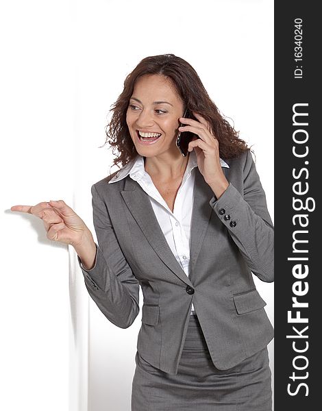 Businesswoman doing expressions on white background. Businesswoman doing expressions on white background