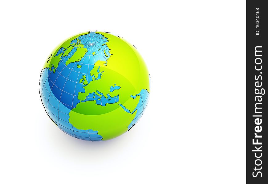 3d glossy earth on white background. 3d glossy earth on white background