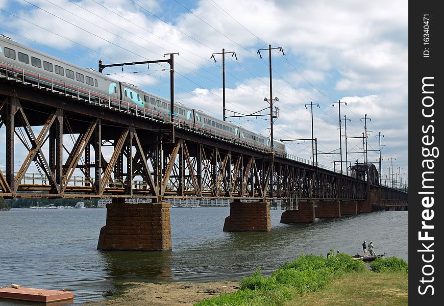 Old railroad bridge over a river in the usa. Old railroad bridge over a river in the usa