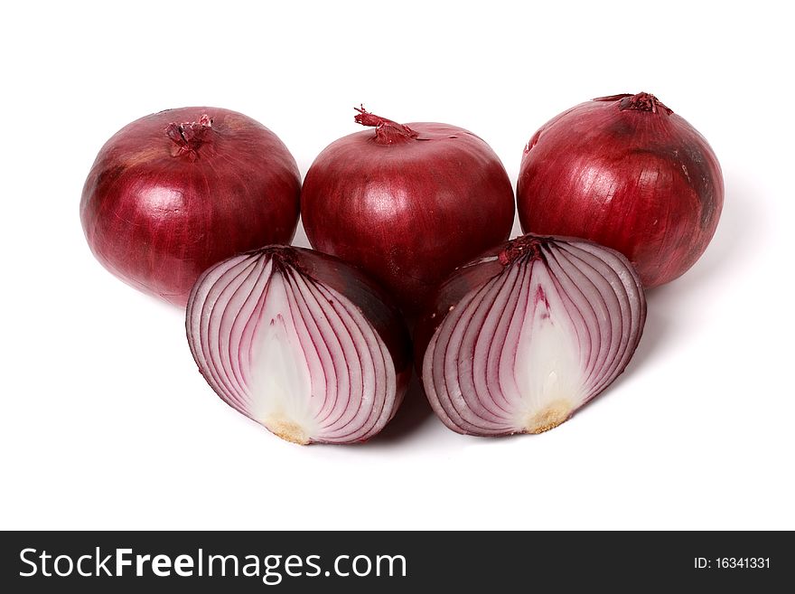 Red onion isolated on white