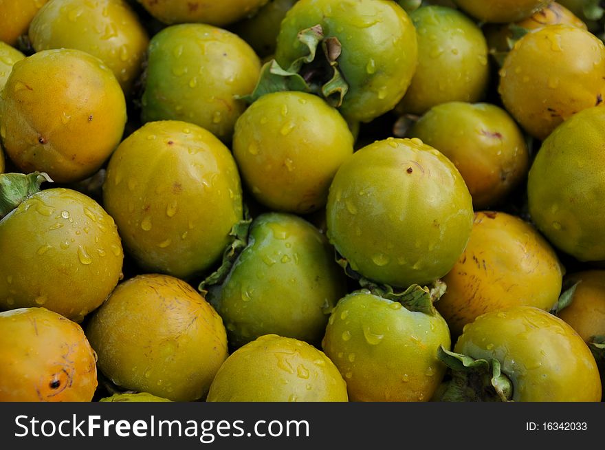 Water drops on fresh date fruits