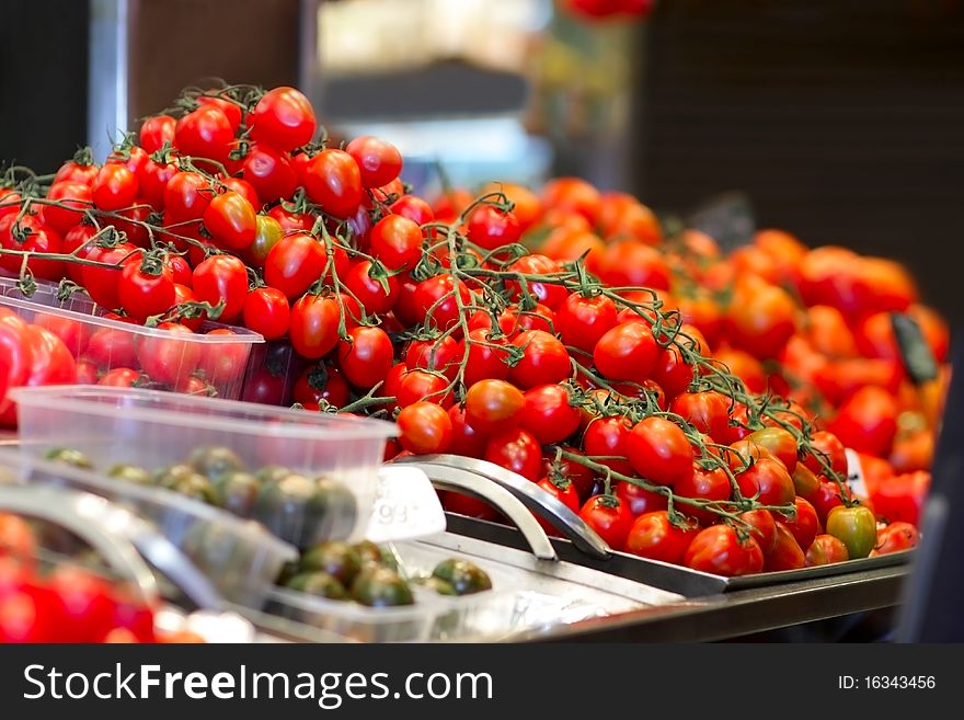 Tomatoes cherry sort at the farmer's market