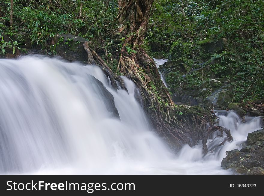 Small Waterfall In Thai Forest.