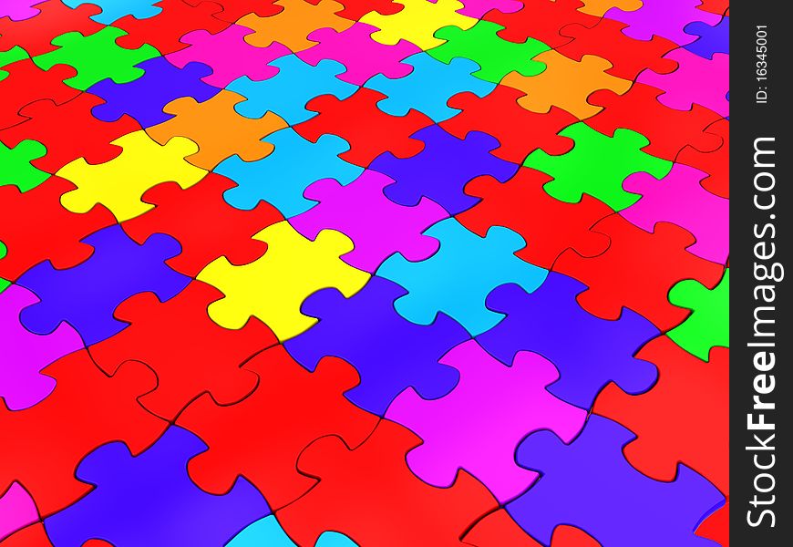 Abstract 3d illustration of colorful puzzle background