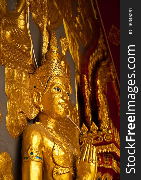 Gloden thai angle sculpture in buddhist. Gloden thai angle sculpture in buddhist