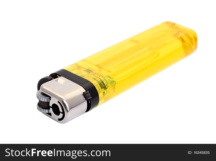 Yellow lighter isolated on white background