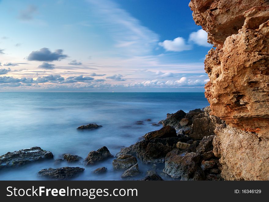 Beautiful sunset seascape. Nature composition.