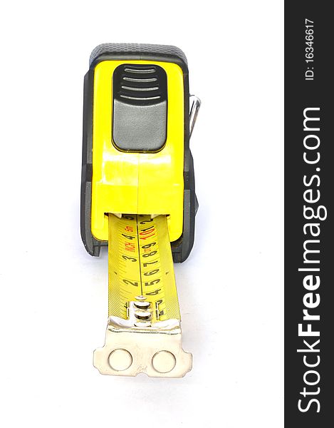 Black and Yellow Tapemeasure on white background