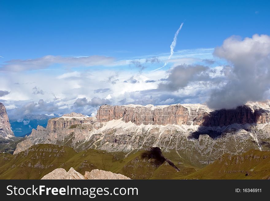 Breathtaking panorama from Marmolada mountain