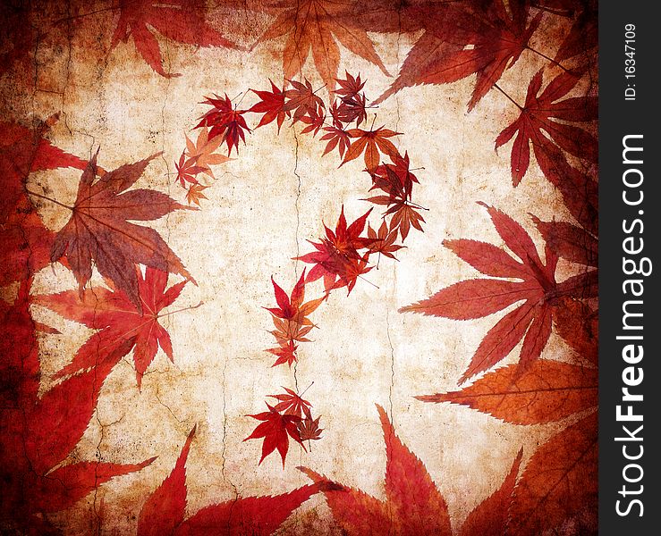 Grunge background with question mark made by leaves
