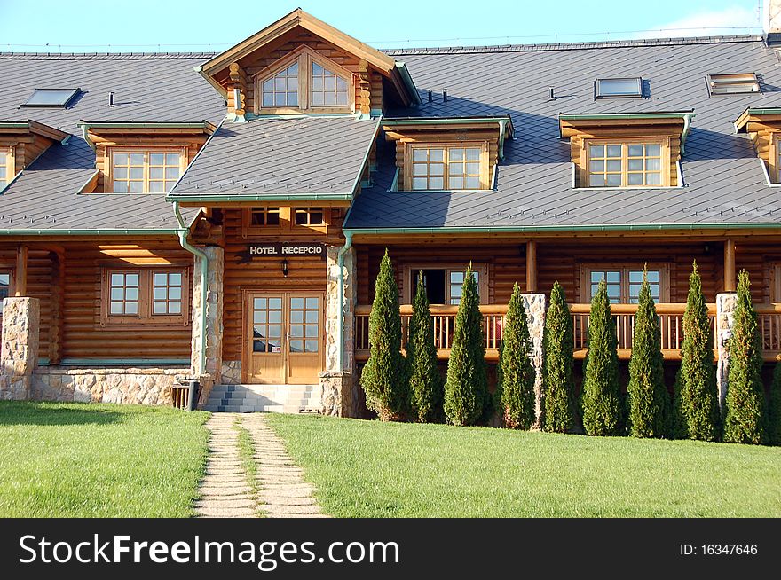 Hotel is made from wood in Hungary