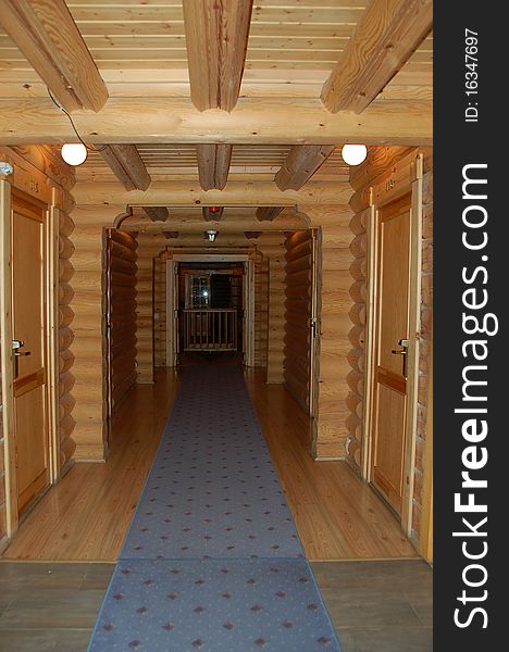 Hotel aisle made from wood in Hungary
