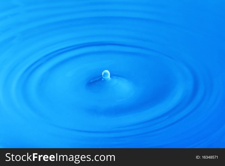 Rings on the blue water. Rings on the blue water