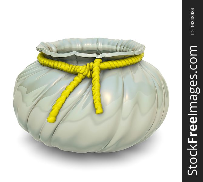 One Ceramic Flower Pot With Yellow Cord