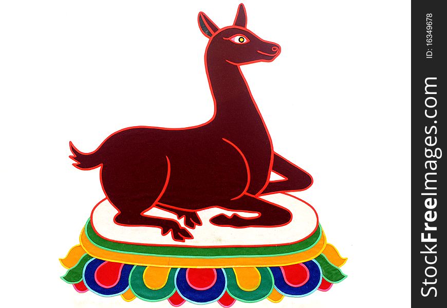 Tibetan Painting Of Deer