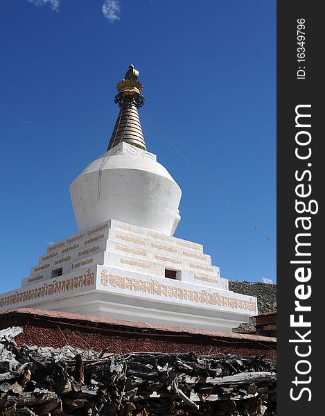 White Stupa In Tibet