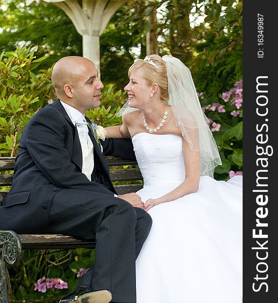 Intimate moment captured between a beautiful bride and groom