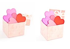 Wooden Heart-shaped Pink Color Gift Box Royalty Free Stock Images