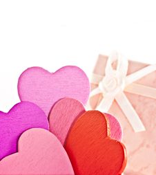 Wooden Heart-shaped Pink Color Gift Box Stock Image Wooden Heart-shaped Pink Color Gift Box Stock Image