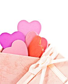 Wooden Heart-shaped Pink Color Gift Box Stock Photography Wooden Heart-shaped Pink Color Gift Box Stock Photography