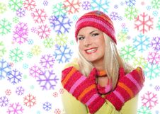 Seasonal Portrait Of Pretty Winter Woman Stock Images Seasonal Portrait Of Pretty Winter Woman Stock Images