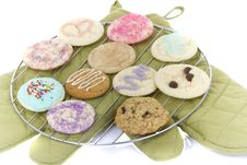 Homemade Cookies On Cooling Rack With Mitts Stock Images Homemade Cookies On Cooling Rack With Mitts Stock Images