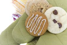 Homemade Cookies On Cooking Mitts Royalty Free Stock Image Homemade Cookies On Cooking Mitts Royalty Free Stock Image