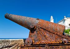 An Old Rusty Cannon In The Castle Of El Morro In H Stock Images