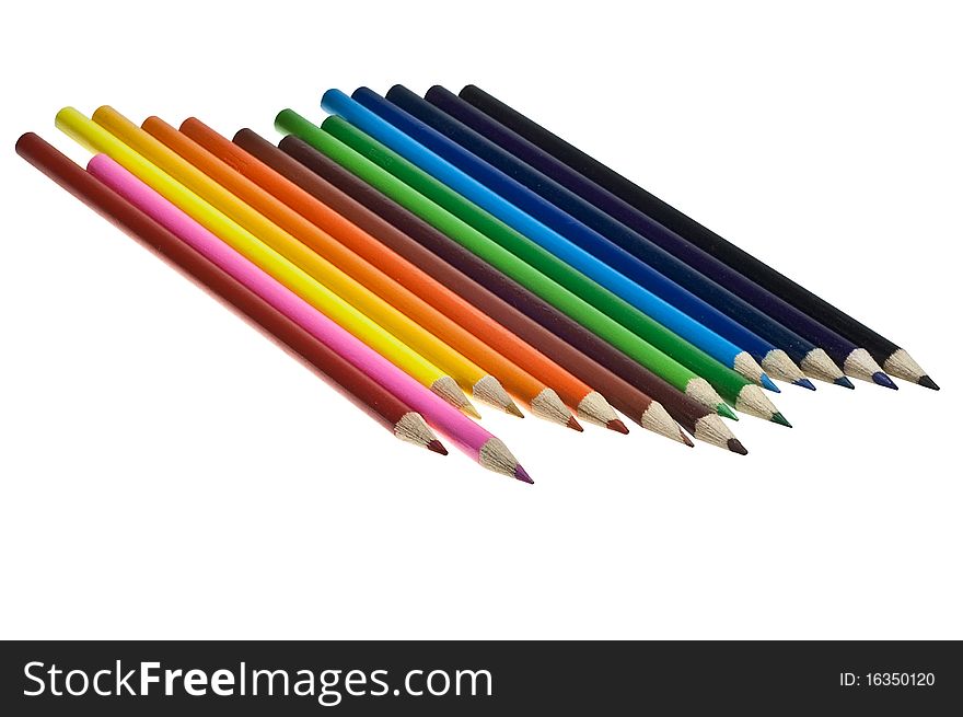 Multi-colored pencils art school writing