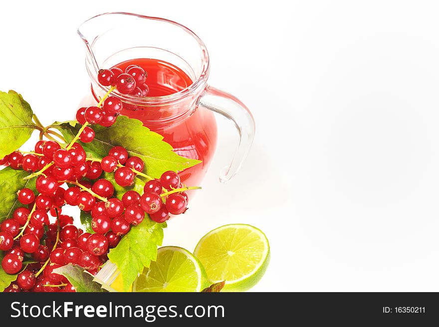 Red currant juice isolated in studio