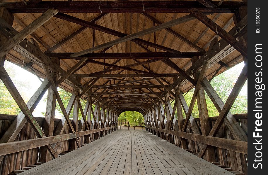 Covered bridge interior shot with a wide angle lens