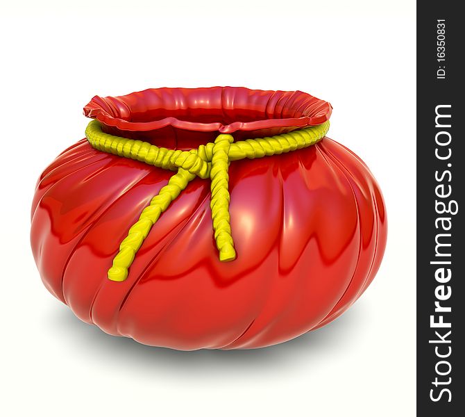 Red Ceramic Flower Pot With Yellow Cord