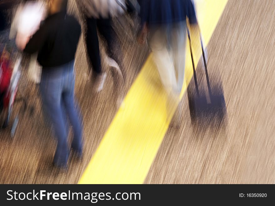 Crowd blur - tourist or worker running in a rush hour