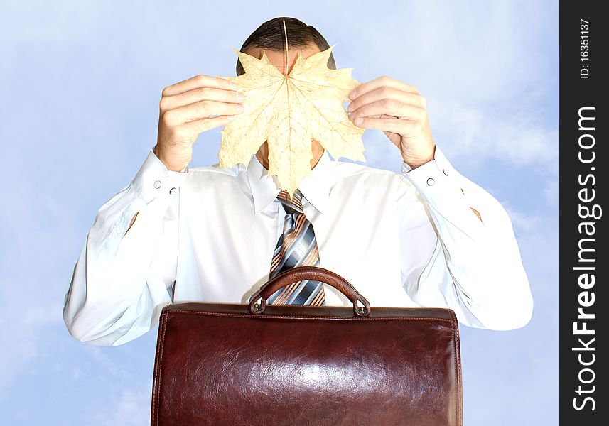 Finance crisis similar autumn dry leaf fall upon modern business