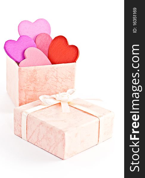 Wooden heart-shaped pink color Gift Box