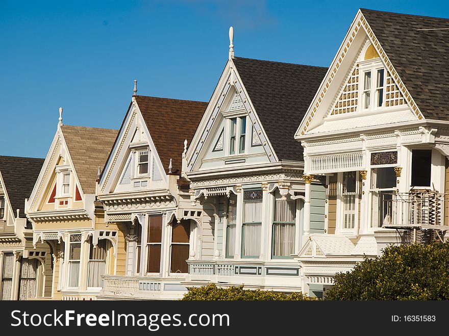 A row of Victorian home during a fall day shot in san francisco california. A row of Victorian home during a fall day shot in san francisco california