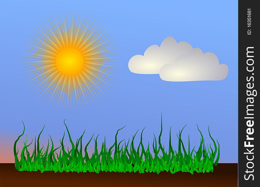 Vector Grass And Sun