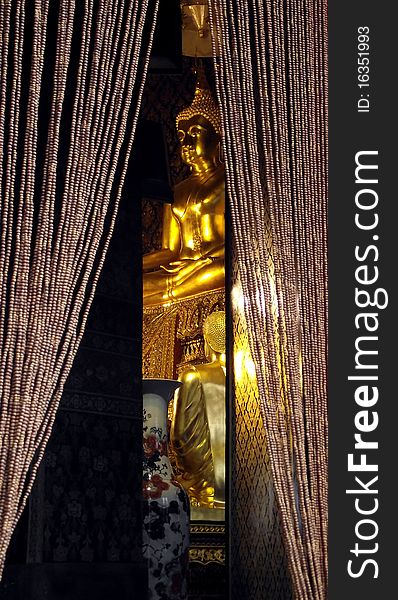 Beautiful buddha image in the chapel,Bangkok,Thailand