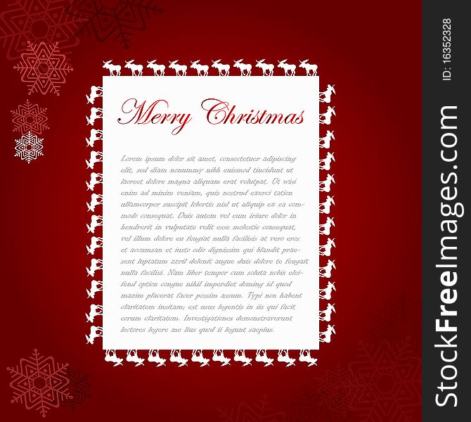 Christmas Wish Card, Red Backgrund with Snowflakes. Christmas Wish Card, Red Backgrund with Snowflakes
