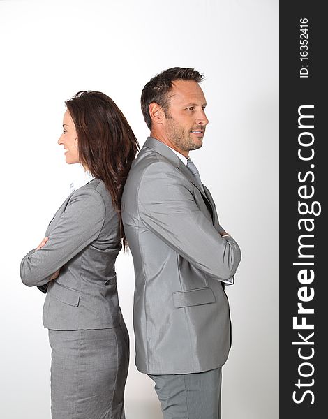 Business partners standing on white background. Business partners standing on white background