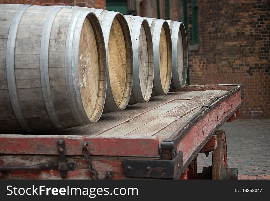 Old vine / whiskey barrels on cart, vintage object