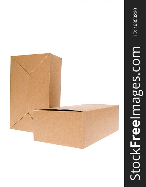 Brown Cardboard Box, Isolated On White.