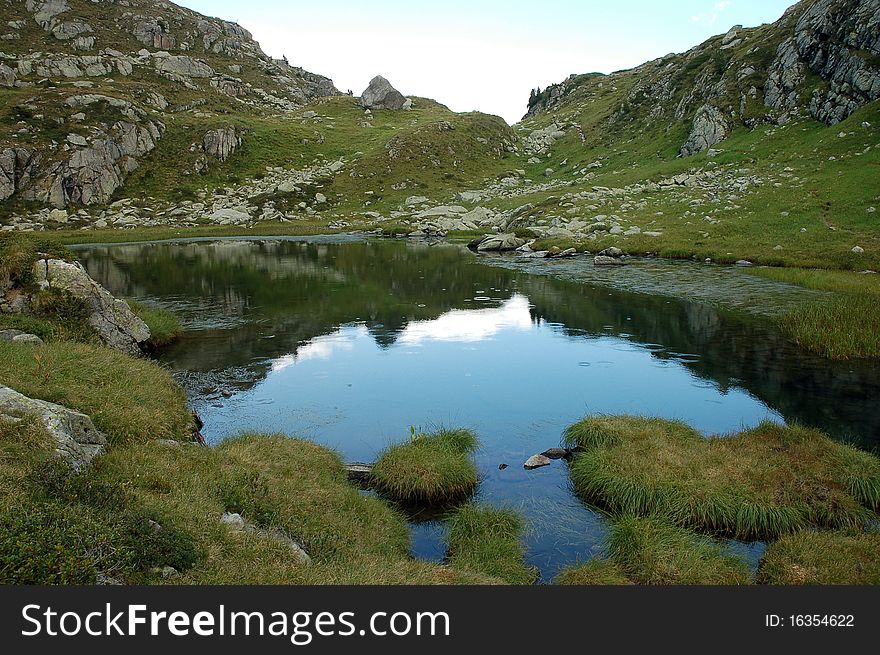 Small glacier lake in Brenta Dolomites, Italy. Small glacier lake in Brenta Dolomites, Italy.