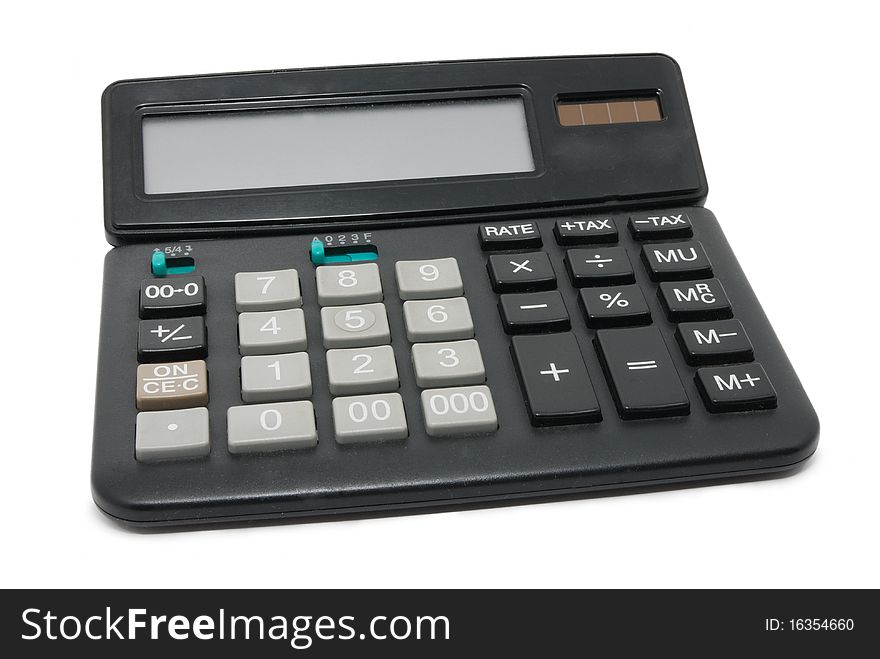 Office calculator is isolated on a white background